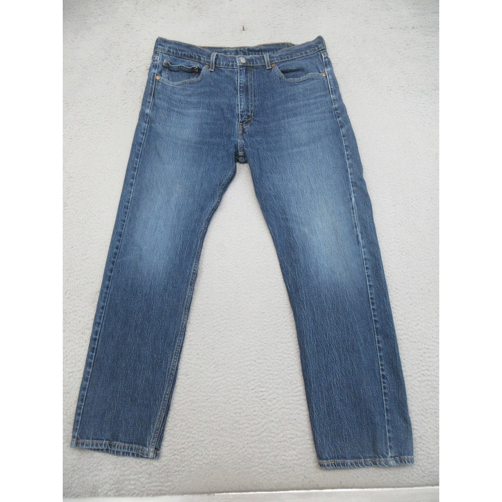 Levis 505 Jeans Mens 38x32 Blue Medium Wash Regular Straight Leg Denim Classic